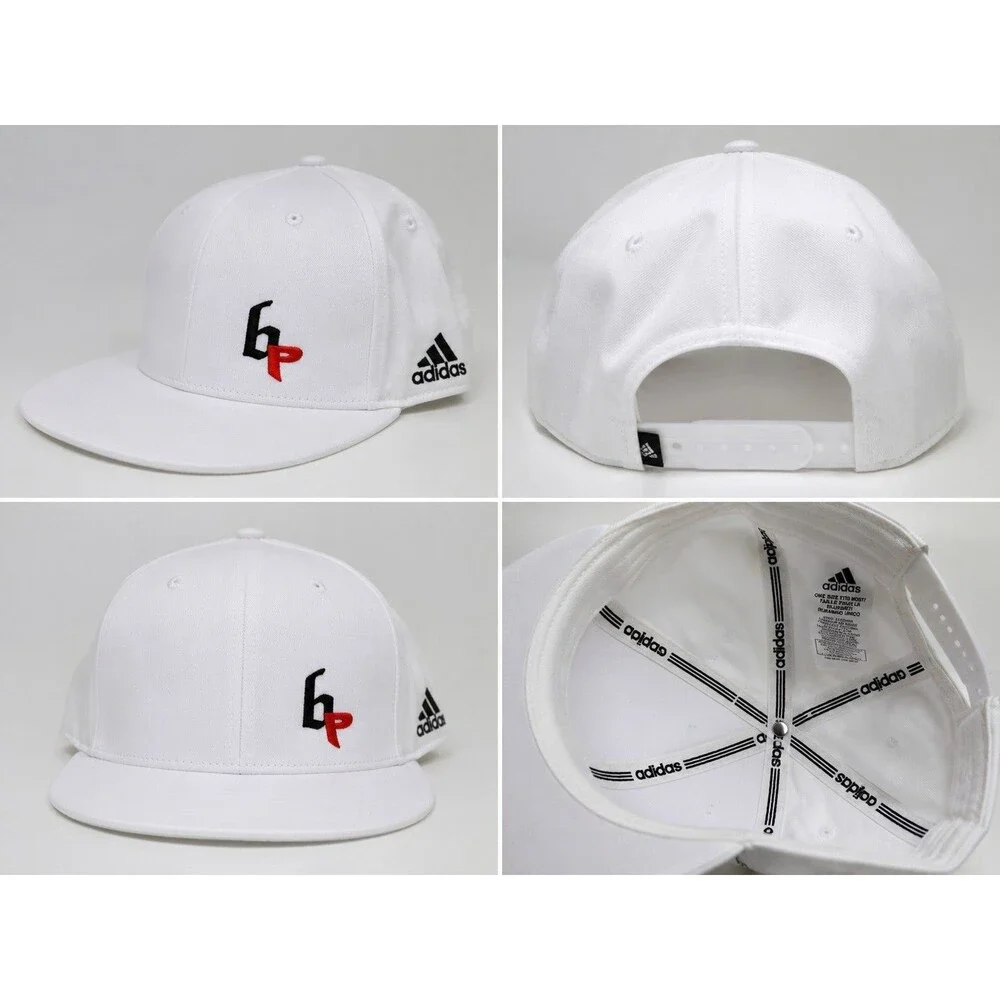 Adidas White Snapback Hat Flat Brim Adjustable One Size New Without Tags
